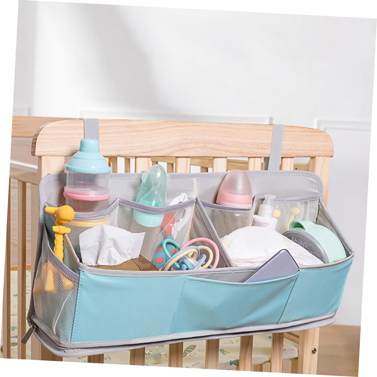 VICASKY Hängender Windel Organizer Aus Oxford Pp-Material Für Kinderbetten Platz Für Windeln Puder Fläschchen Und Mehr Zum Ordnung Halten Dem Wickeltisch