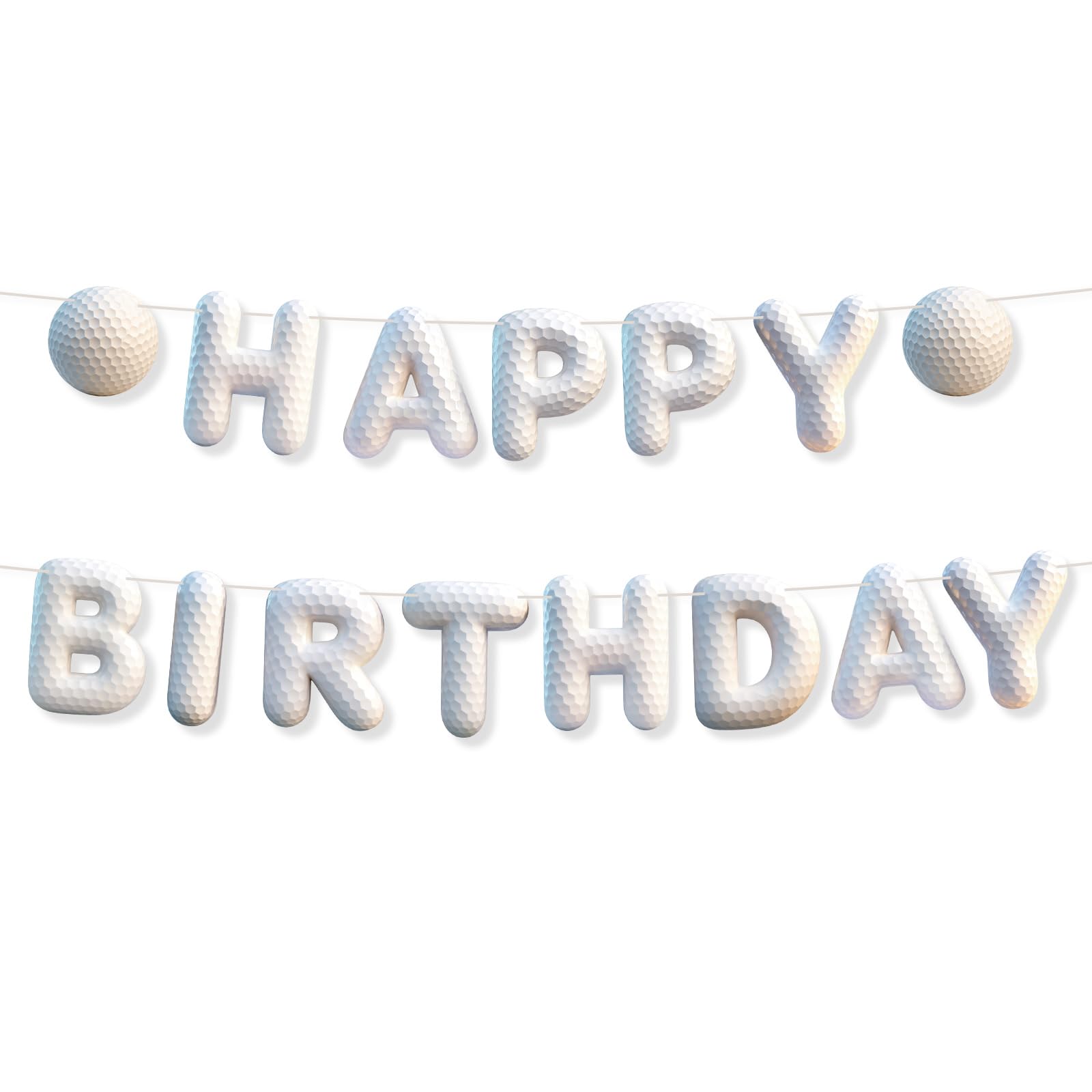 Fukaisu Sport Birthday Banner, 3D Sport Theme Happy Birthday Banner Decoration Funny Ball Themed Party Supplies Suitable for Kids Teenagers Adults (Golf)