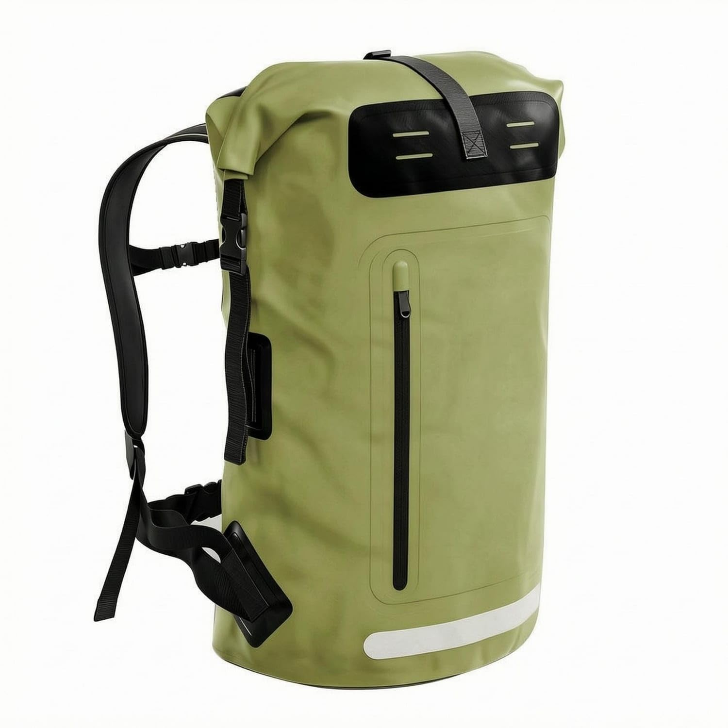 Shoulder Straps Waterproof Backpack Dry Bag Zippered Pocket Waterproof Backpack, Army Green, 85L-image-10