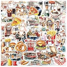 Restaurant Stickers 50 Pack Vinyl Laptop Waterproof Decals for Water Bottles Skateboard Computer Cars Luggage Phone,Graffiti Stickers Pack for Teens Girls Kids AdultsDining Room Decals