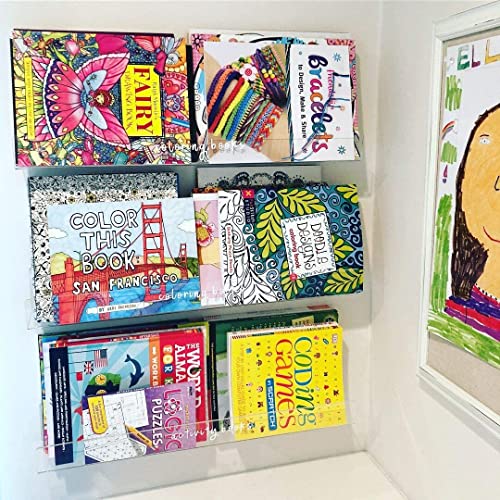 Acrylic Floating Wall Shelves 2 Pack Kids Bookshelf 24 Inch, Wall Mounted Invisible Ledge Shelf, Spice Rack, 4Mm Thick Clear Bathroom Storage Shelves Display Organizer Toy Picture With 6 Screws #TOP1