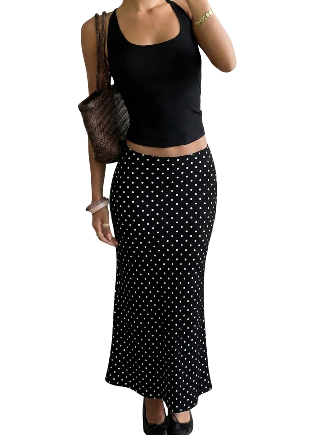 SOLY HUX Gonna lunga da donna, aderente, per il tempo libero, con pois | Gonna lunga da donna, a pois, con coda di pesce, gonna lunga da donna, gonna da festa da donna