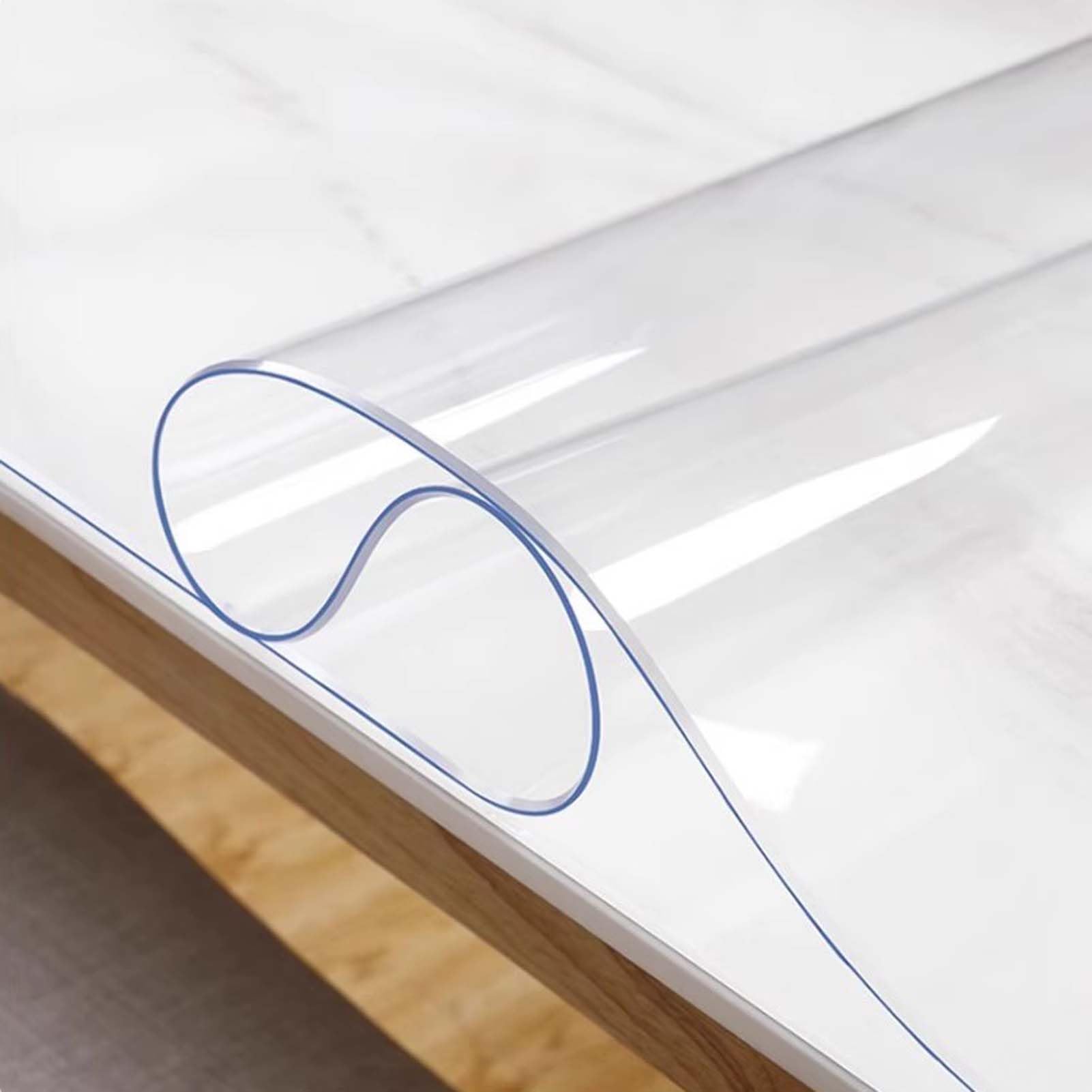 QBYRSSS Transparent Table Cover Protector Clear Plastic Tablecloth 43x47 InchHeavy Duty Waterproof & OilProof Table Protector 2mm Thick Transparent Vinyl Table Cover for Dining & Events