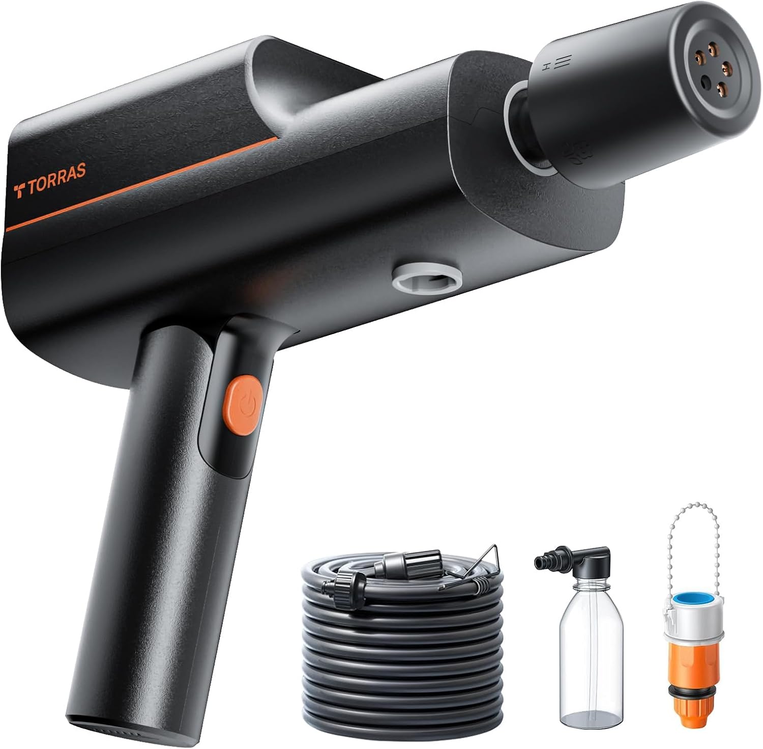 TORRAS Cordless Electric Pressure Washer, 990 PSI Foldable Power Washer, Weight 1.1kg, Six Nozzle Modes, Fast Charging, Portable Washer, Home Cleaning & Garden Watering