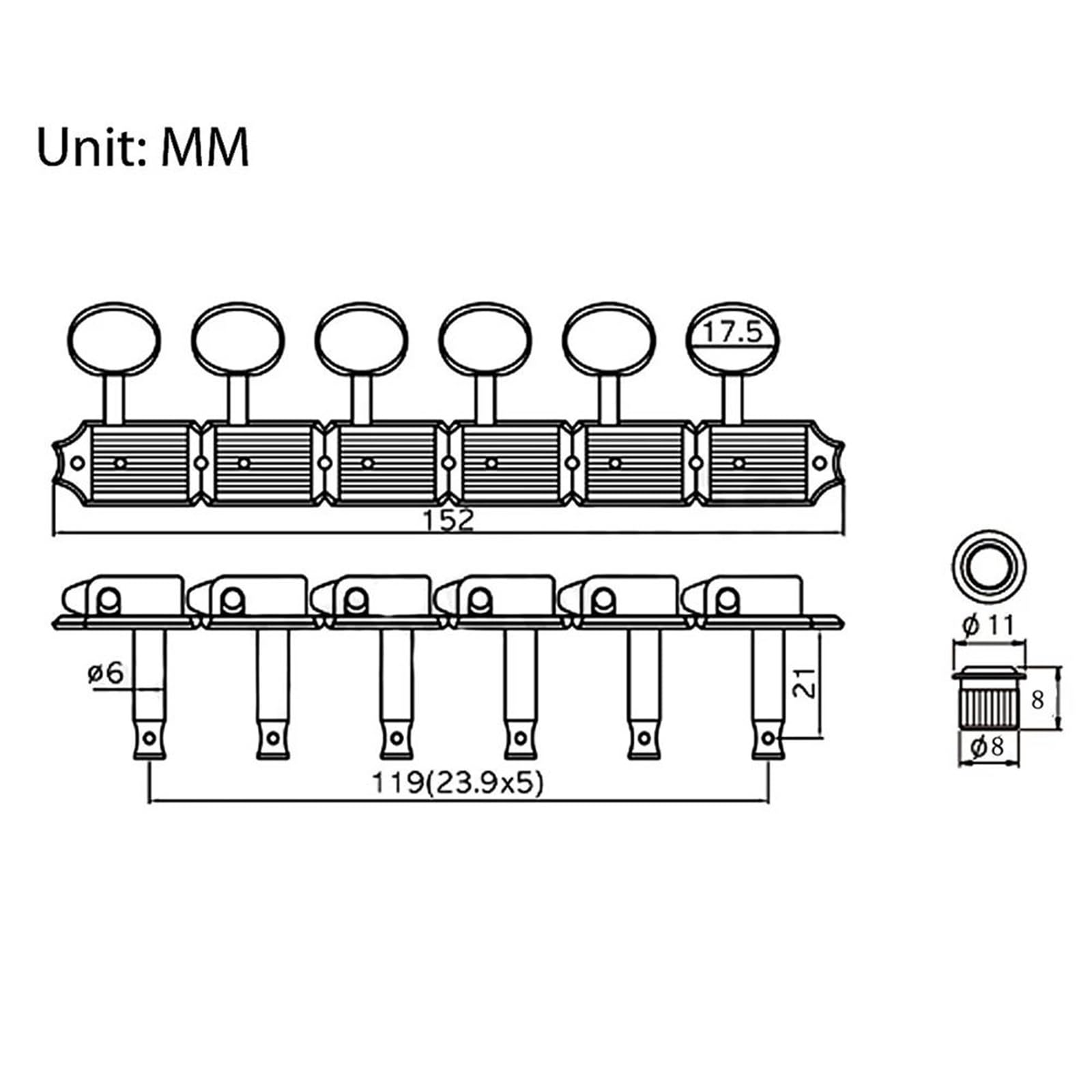 Guitar String Tuning Pegs 6 In Line Nickel Tuners Machine Heads Tuning Pegs Keys Set For FD SQ ST TL Guitar Part