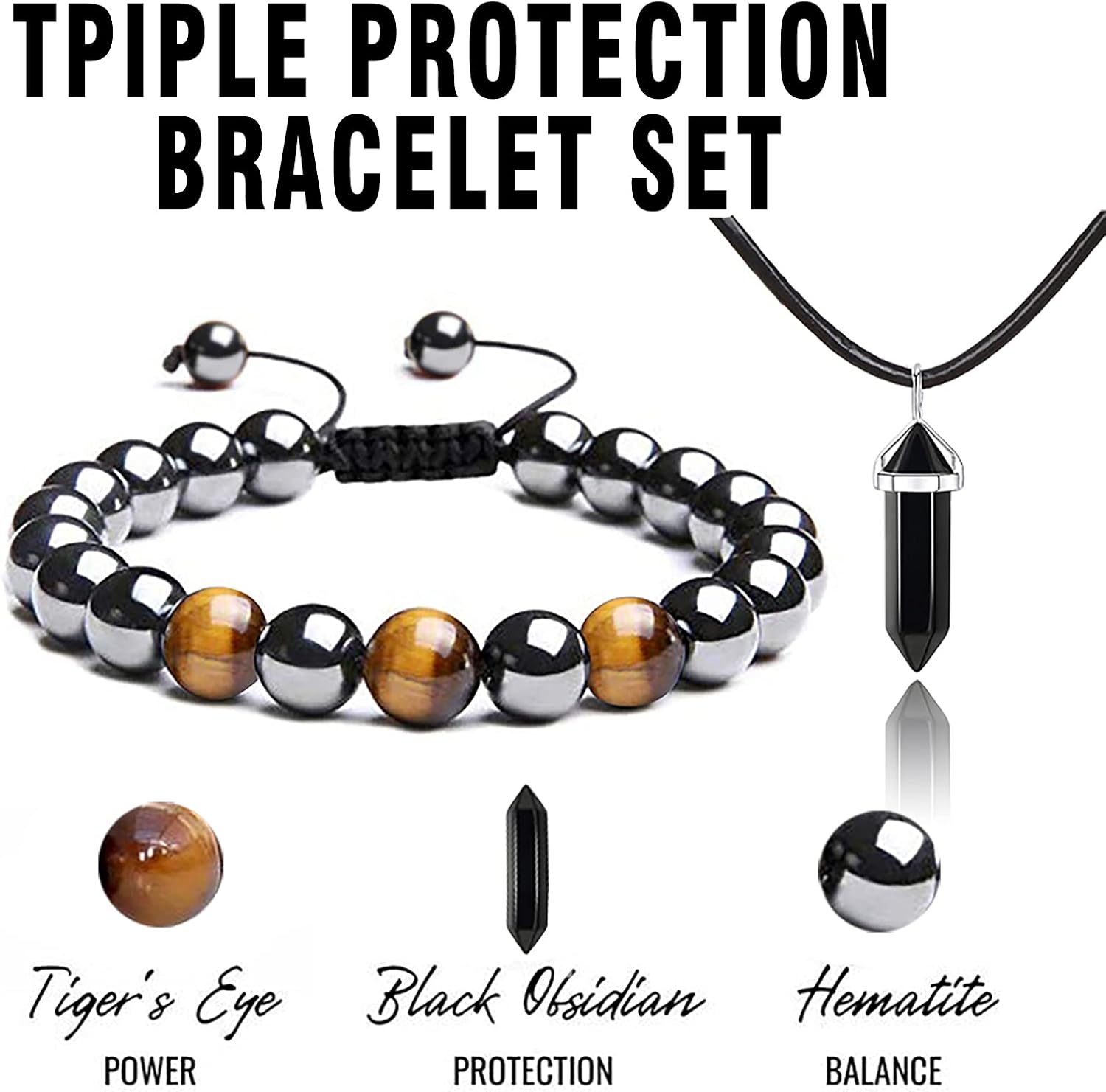Hematite Bracelet Triple Protection Bracelet - Image 2