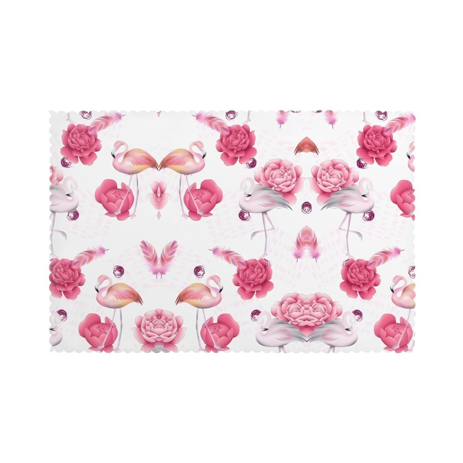 WHJSHOP Pink Flamingos Prints Placemats Set of 6 12x18in - Heat Resistant Table Layers for Homes, Hotels & Stylish Dining