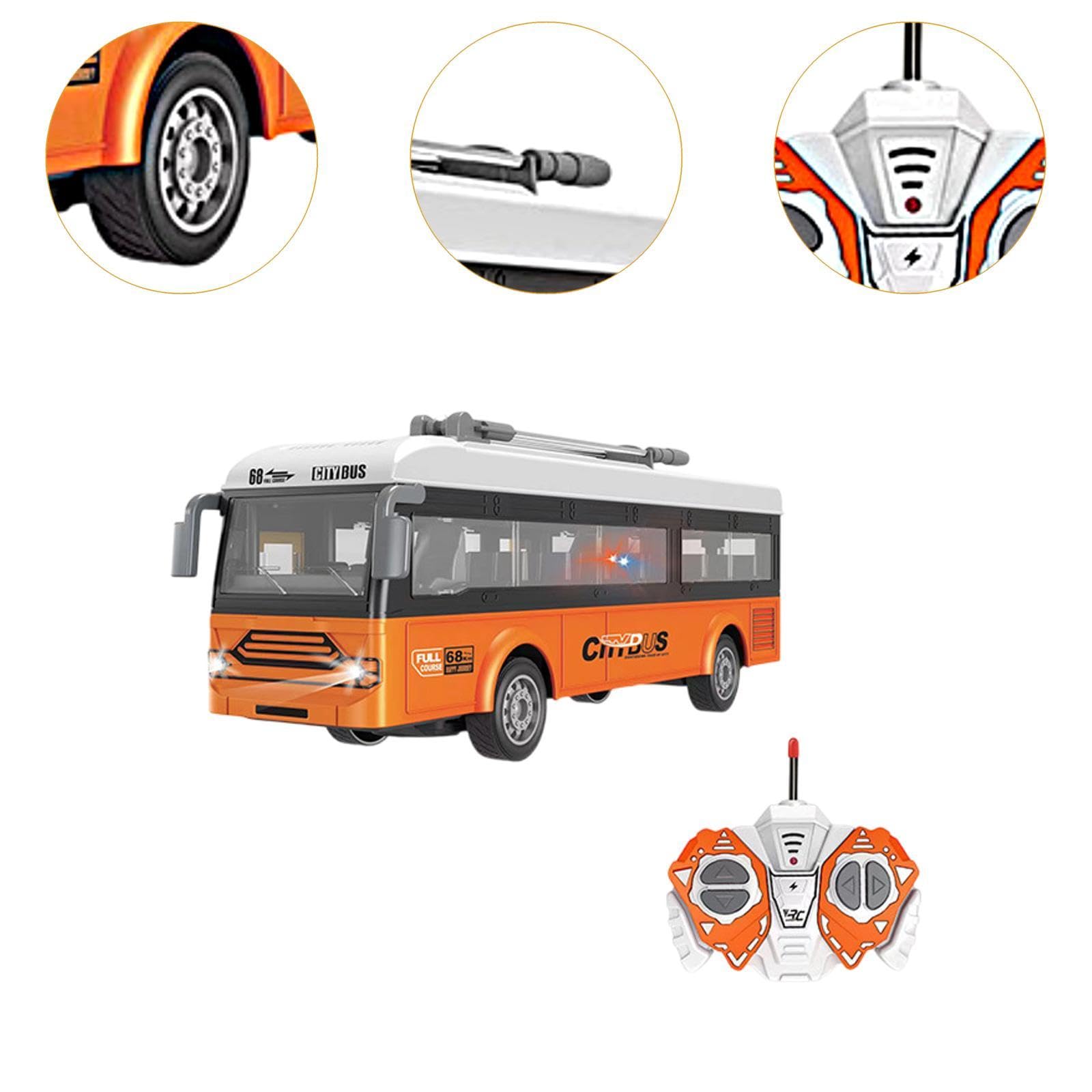 kowaku Autobús eléctrico a Control Remoto para niños, autobús Urbano a Control Remoto, simulación 1:30, Regalos con Luces realistas, Modelo de Juguete, Autobús Urbano Naranja