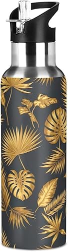 Miniatura 8 de Tropical Leaves - Botella de agua de acero inoxidable de 32 onzas, sin BPA, botella de agua deportiva a prueba de fugas