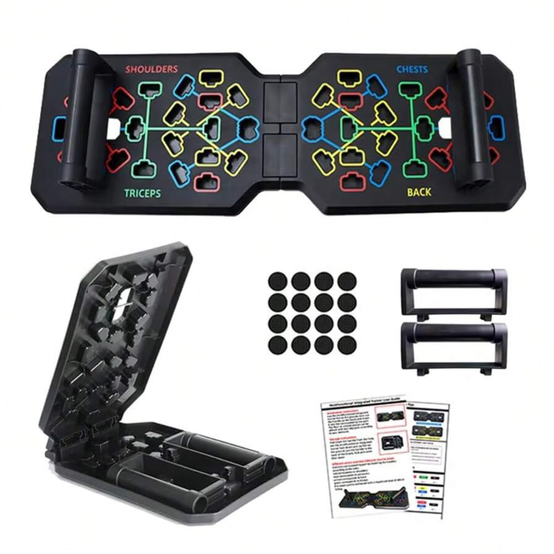 Tabla de empuje hacia arriba, barra plegable 19 en 1 con bandas de resistencia, asas portátiles multifunción para suelo, equipo pr