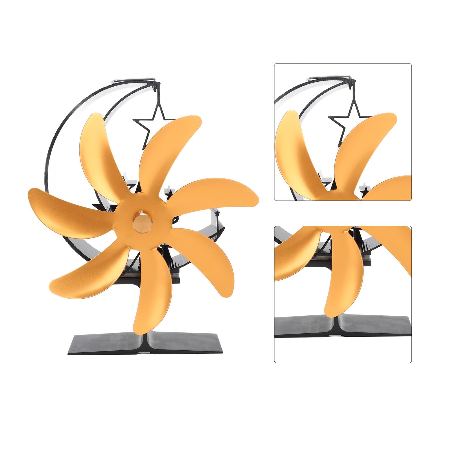 Ventilatore per stufa alimentato a calore, efficiente e silenzioso, per stufe a legna, ventilatore per pesca sul ghiaccio, 700 g (oro)