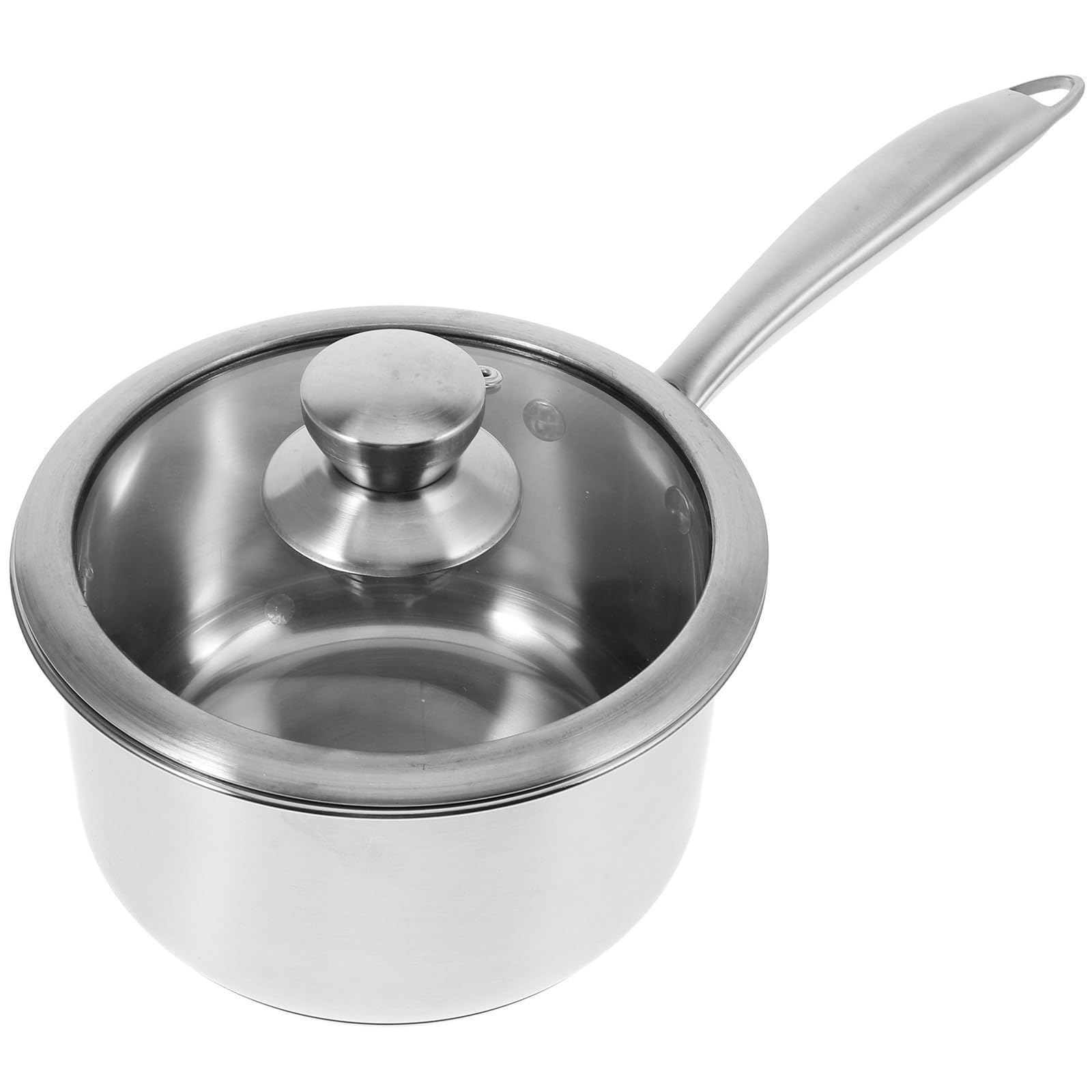 Cacerola de leche de acero inoxidable con mango térmico seguro y tapa multifuncional