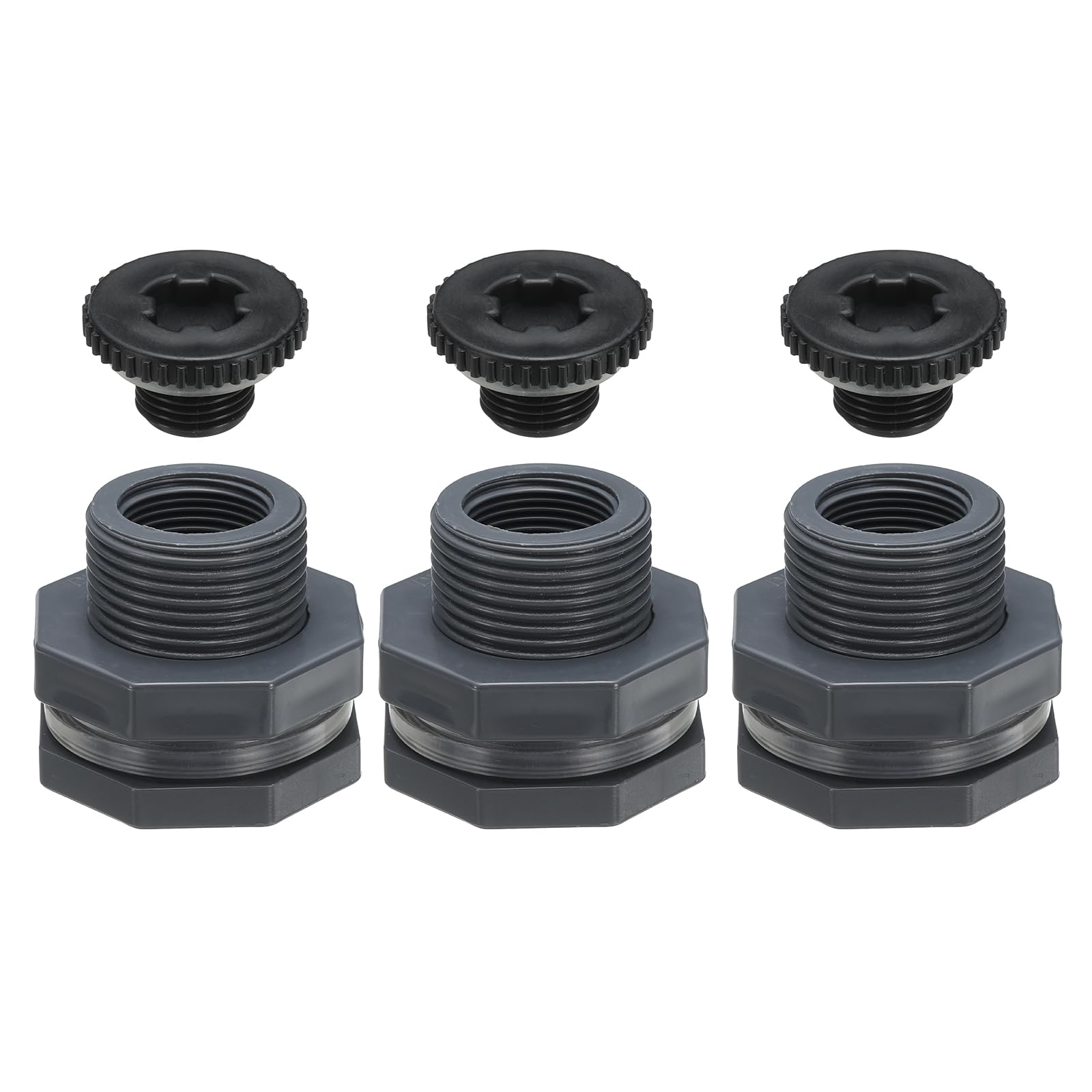 PATIKIL PVC Bulkhead Fitting with Plug G 3/4