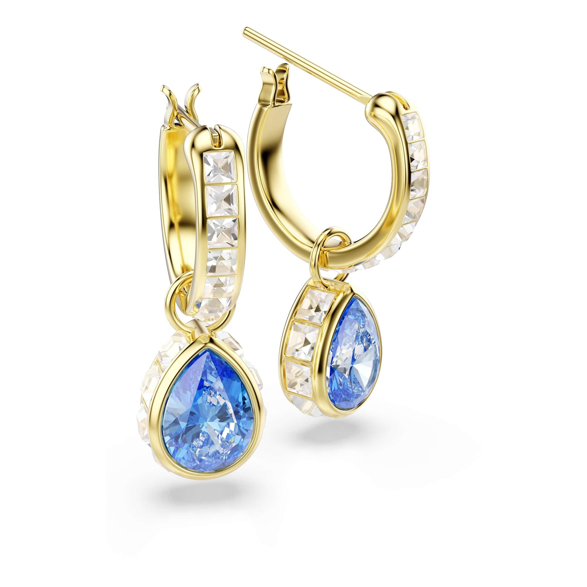 Swarovski Chroma Ohrhänger, Tropfenschliff, Blau, 18 Karat Vergoldet