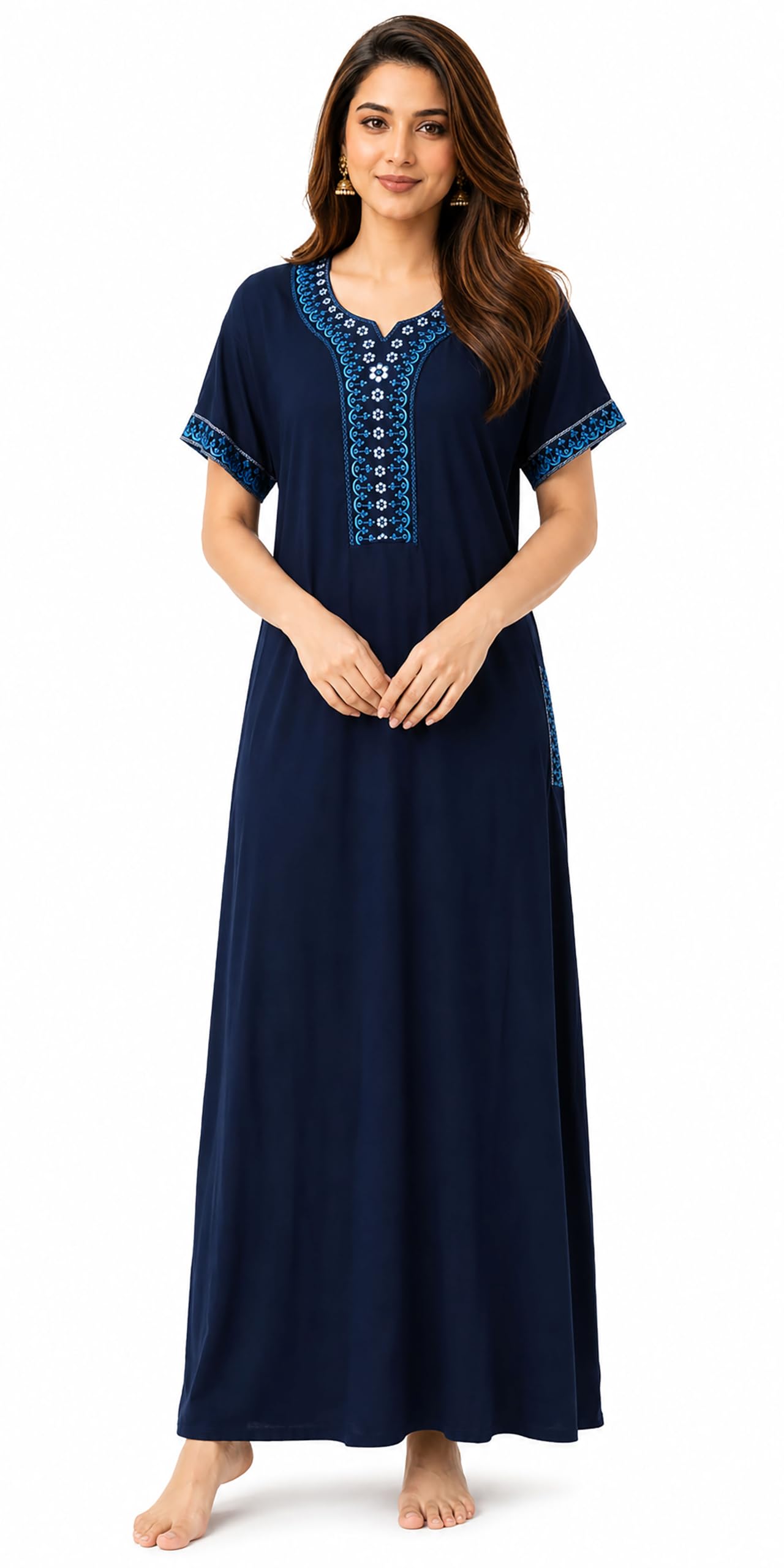Nighty| Nighty for Women Stylish| Alpine Nighty for Women| Maxi Style| Exquisite Embroidery| Night Gown for Women Stylish| Soft Alpine Cotton Blend| Comfortable Lounge Wear|-picture-44