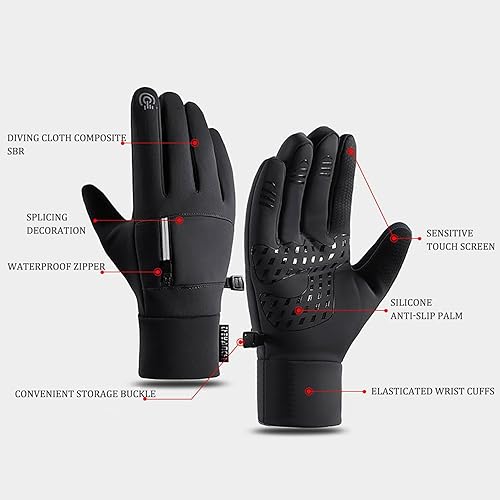 Miniatura 5 de Arcticz - Guantes térmicos de alta calidad, guantes para pantalla táctil, guantes resistentes al viento, guantes impermeables, para mujeres y hombres