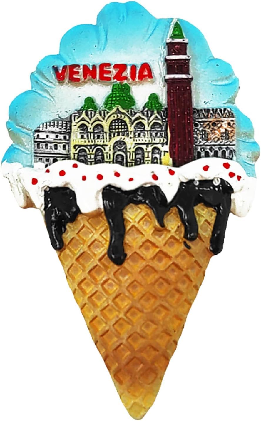 Set 2 Calamite 3D Venezia - Resina Souvenir Per Frigorifero | Design Ponte Rialto E Gelato - Foto 7