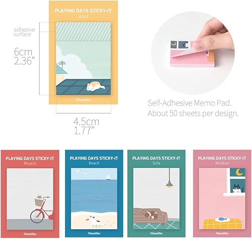 Miniatura 9 de Monolike Buddy Ver.2 Sticky-it - Juego de bloc de notas autoadhesivo, 50 hojas