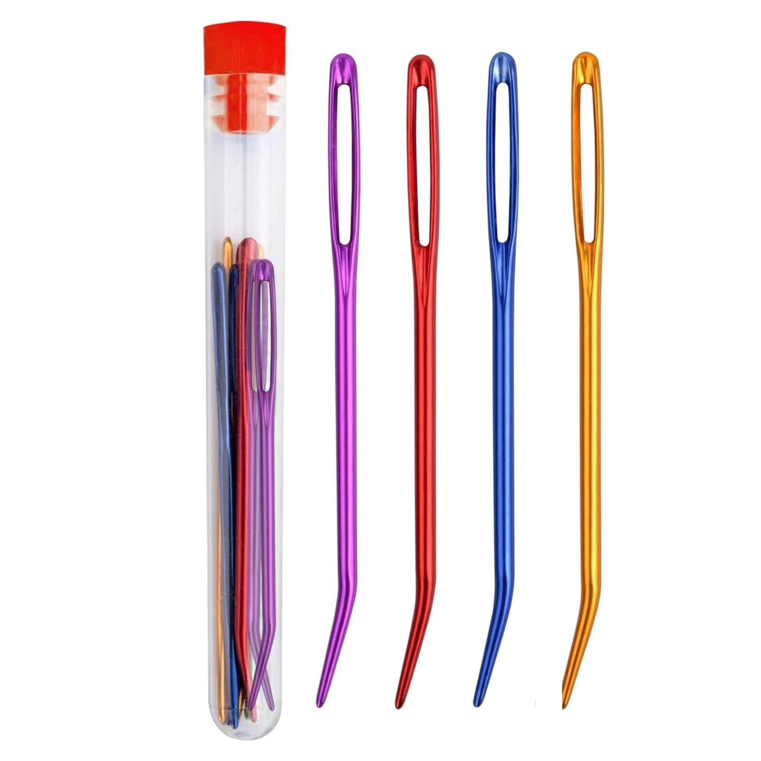 Flavizo 4-Piece Large Eye Darning Needles & Threader Set – Multi-Color Blunt Tapestry Yarn Needles with Storage Bottle for Crochet, Knitting Machine, I-Cord, Sewing & Repairs-image-16