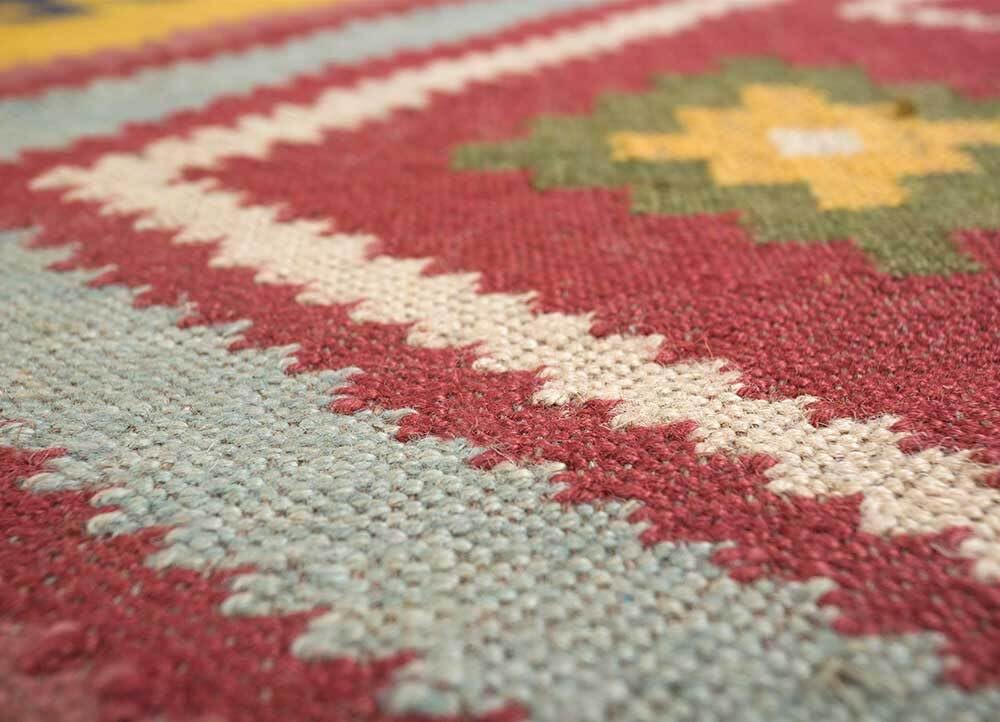 Tapis Kilim en laine et jute fait à la main - Tapis rustique tribal bohème (200 × 300 cm)