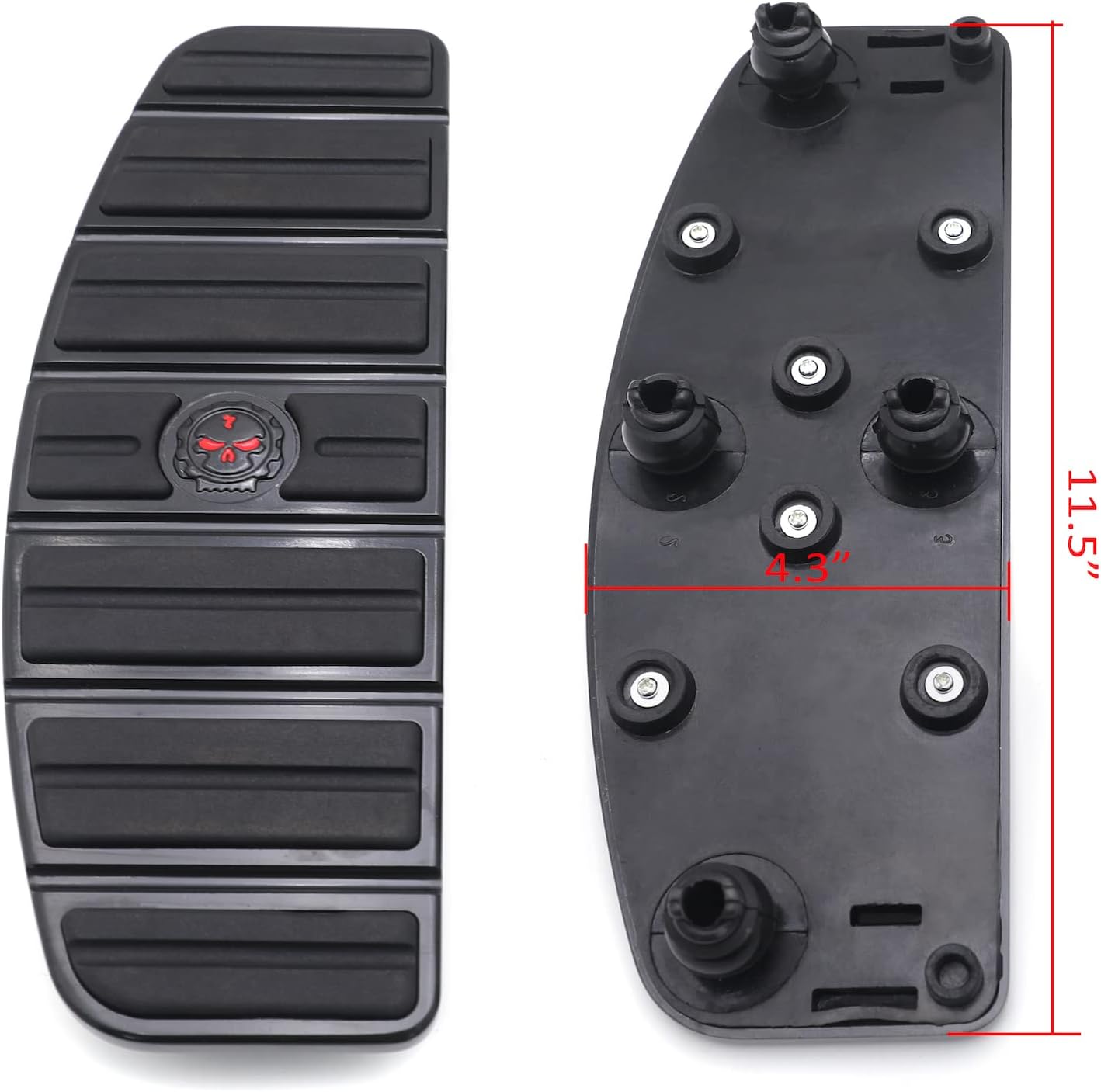 HTTMT- Black Skull Rider Footboard Insert Kit Traditional D Compatible with 87-15 TOURING 86-15 SOFTAIL [P/N: MT216-068-BK-XIN]