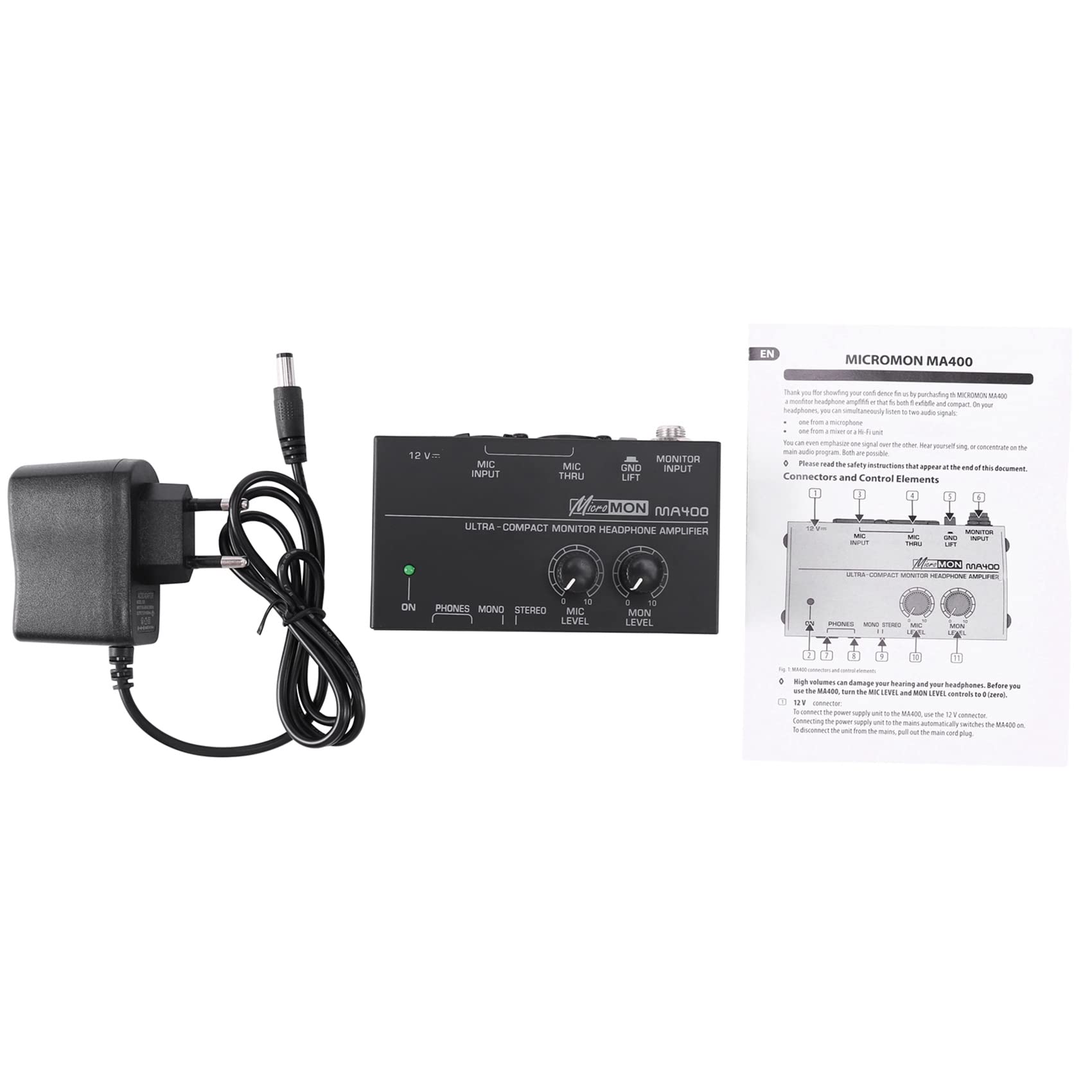 3X Ma400 Préamplificateur de Casque Préamplificateur de Microphone Préamplificateur de Casque Moniteur Personnel Mélangeur, Prise Européenne