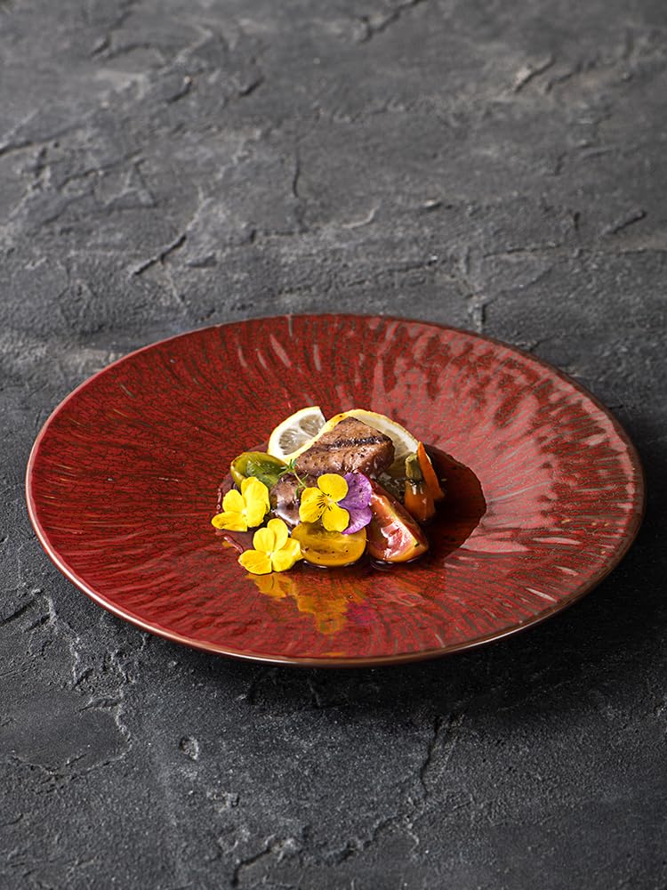 Bols à Trempette Assiette en céramique Rouge, Assiette de Nourriture Occidentale, Assiette à Steak, Assiette à pâtes, Maison créative, Grand Plat, Assiette Plate Bols Apéritifs(S)