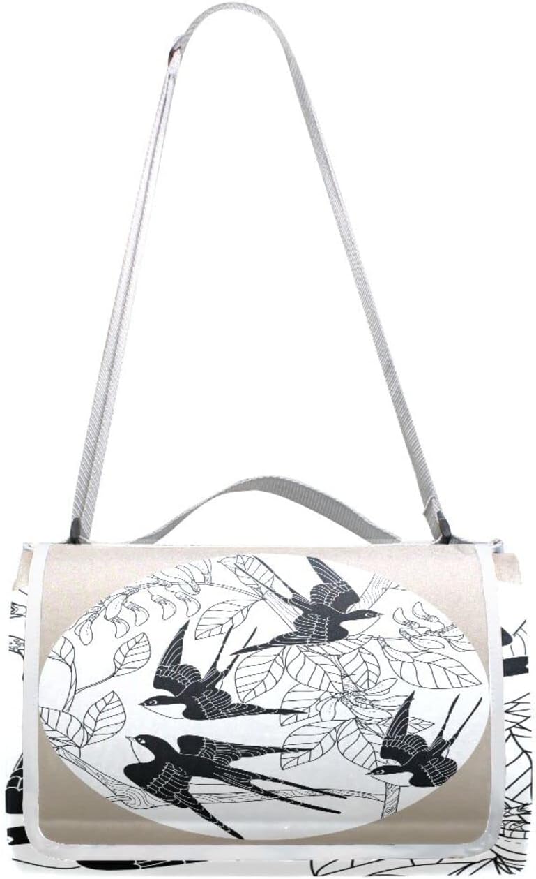 レジャーシート レジャーマット 厚手 アルミ 折り畳み 防水 コンパクト 大判 ツバメ 白黒 燕柄 花見 キャンプ 軽量 ピクニック