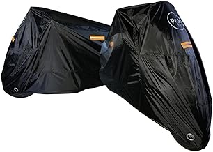 PMK GRUPO Funda para Moto Impermeable 190T, Cubierta Motocicleta y Scooter Universal, Capa Protectora Antirrobo, 245x105x125cm L - 2 Unidades, Negro
