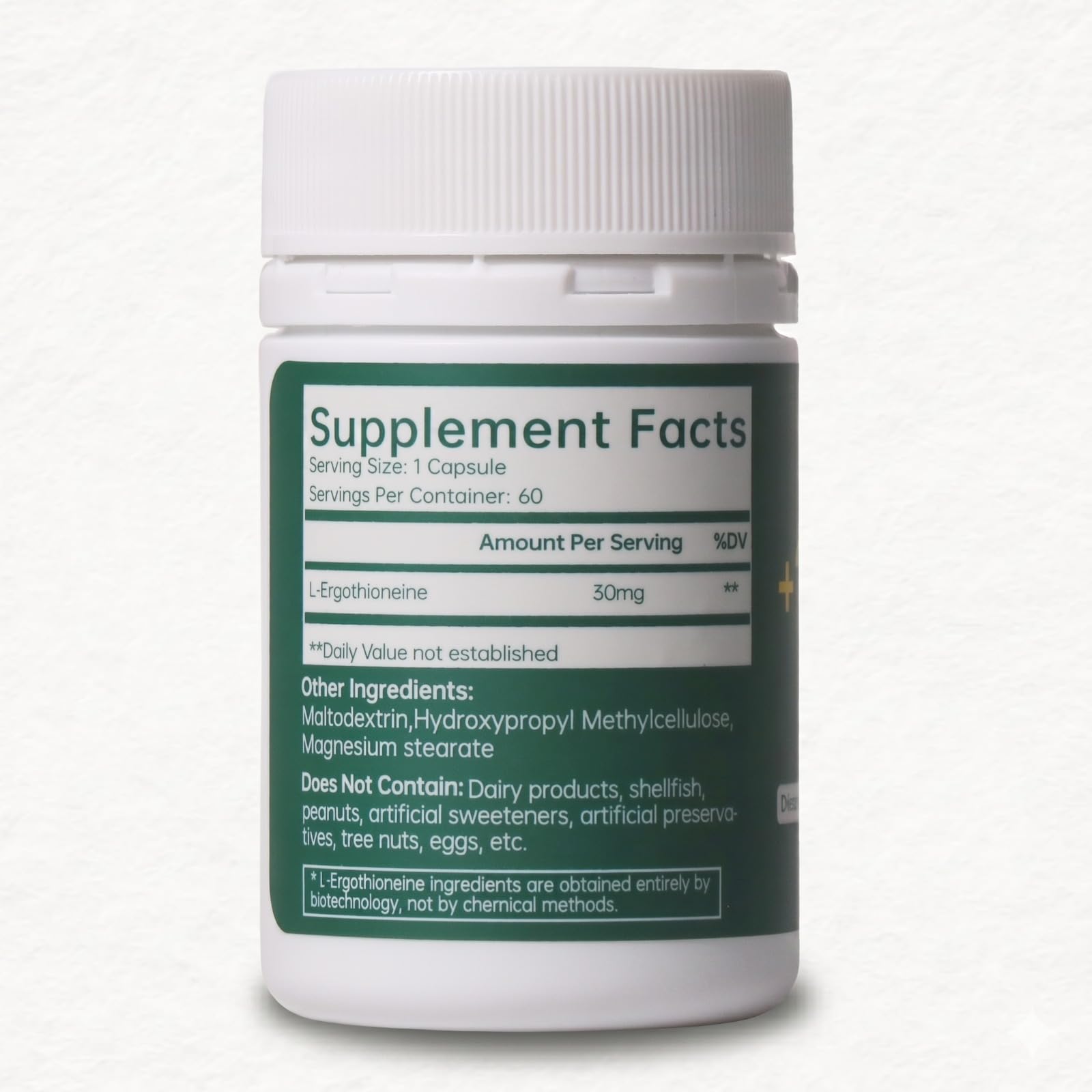 L-Ergothioneine Supplement 30mg - Fermentation-Based 99.99% Purity Antioxidant - Clinically Studied to Support Longevity, Restful Sleep & Healthy Aging - Vegan & Non-GMO - 60 Capsules — Amazon image 8
