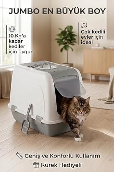 Flex Jumbo Boy Kedi Tuvaleti, 46x66x52 cm, Filtreli ve Kum K re i Hediyeli - VN11102
