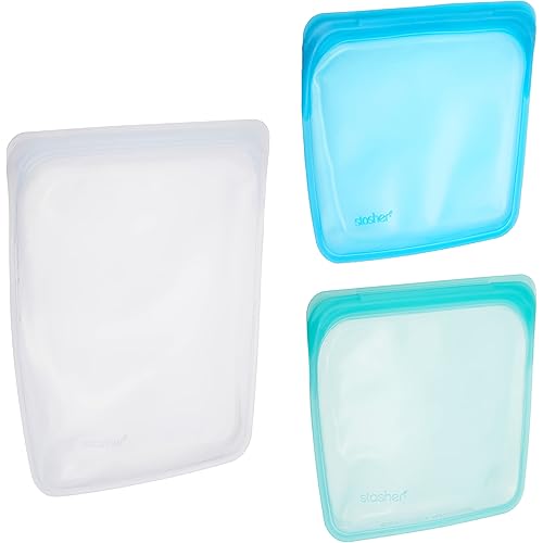 スタッシャー(Stasher) Stasher Silicone Bag, セット, multicolor (clear/clear/blueberry)