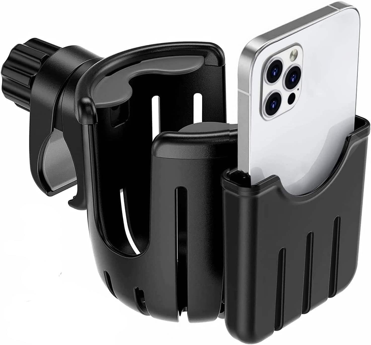 Getränkehalter Telefonhalter Becherhalter für Kinderwagen Buggy Zubehör, Kaffeehalter Fahrrad Cup Holder für Rollstühle, Gehhilfen, Fahrräder und Roller