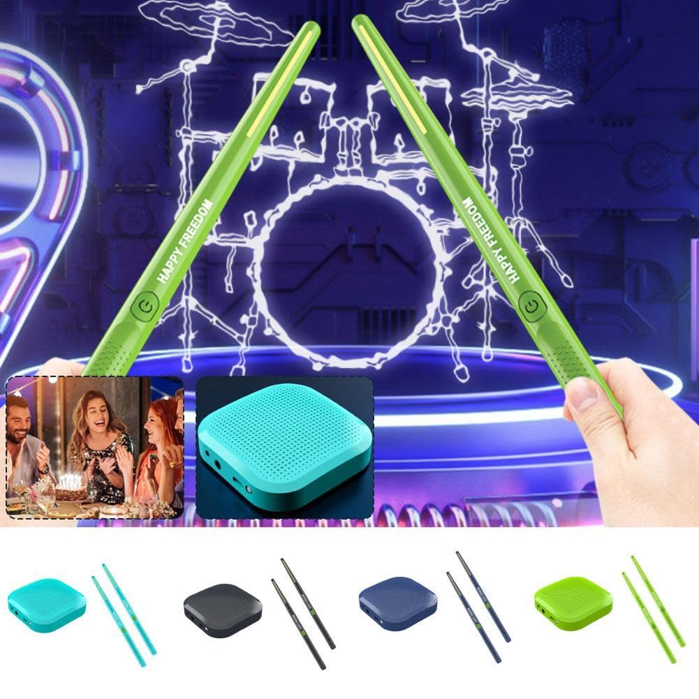 Portable Electronic Drum Set, Air Drum with Drumsticks, Portable Virtual Drum Set Using 3D Motion Sensing, Virtual Drum Kit for Beginners Children Adults, (Black)