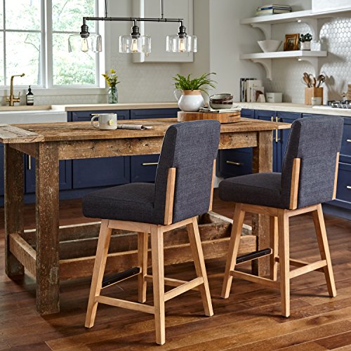 Amazon Brand – Stone & Beam Sophia Modern Swivel Kitchen Counter Height Stool, 39.4"H, Navy Blue #TOP1