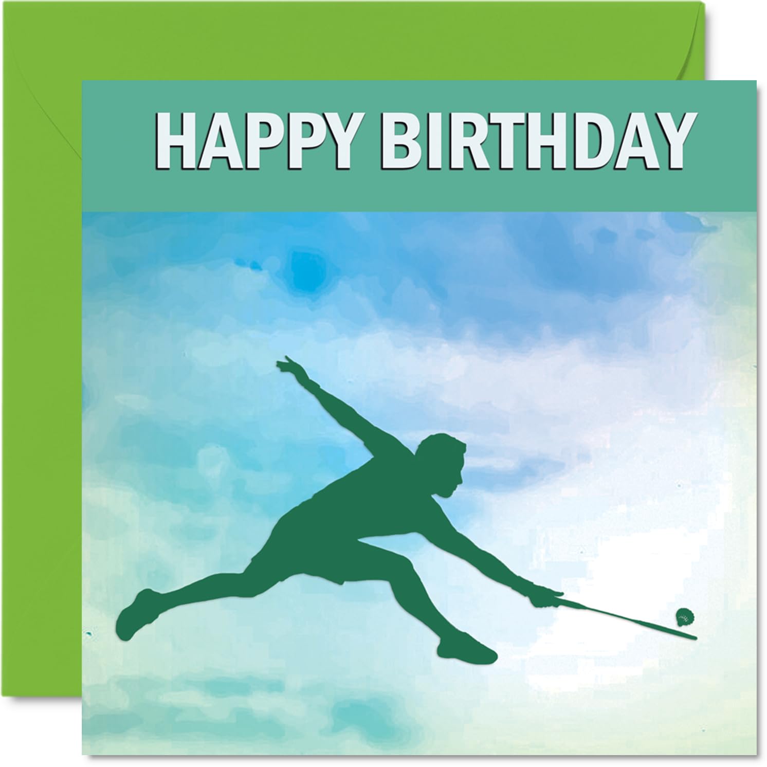 Badminton Sport Birthday Cards - Boys in Sports - Happy Birthday Card for Boy Son Brother Grandson Nephew Uncle Cousin, 145mm Bday Greeting Cards
