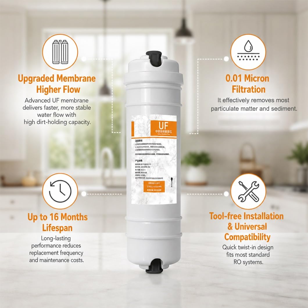 4-Pakiet 10-calowy Wkład Ultrafiltracyjny UF Quick-Connect, 1/4 "Push-Fit & Elbow, Do Oczyszczarek Wody Nieelektrycznych Pod Zlewem I Blatem