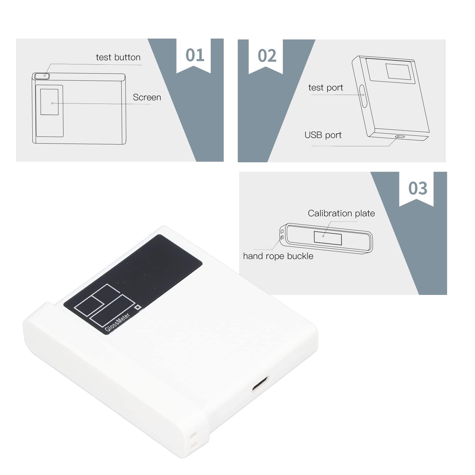 Tragbares Glanzmessgerät, Echtzeitmessung, Messwinkel, Automatische Kalibrierung für Glas, Hardware, Mobiltelefon (DG60-Pro)