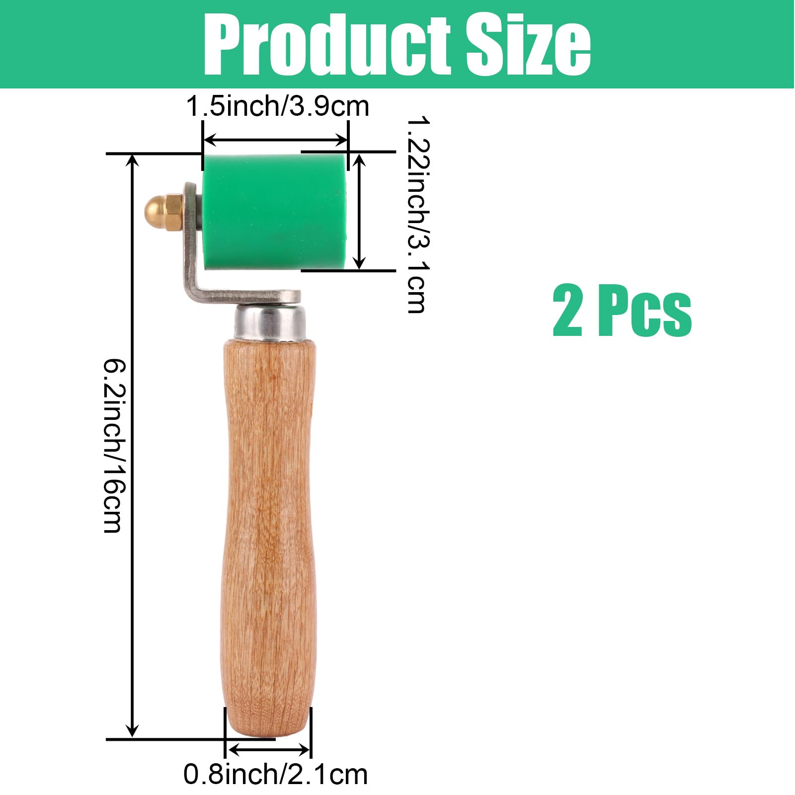 GBACHOOSE 2Pcs Silicone Seam Roller High Temperature Resistant Seam Hand Pressure Roller Welding Tool 40MM Rubber Roller (Green) - Image 2