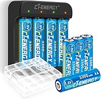 Vista 1 de Baterías AA de litio recargables de 1.5 V con cargador 8 paquetes de carga rápida doble A 3300 mWh de alta capacidad para VRXbox