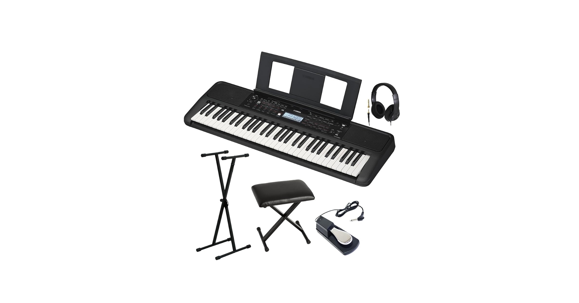 ヤマハ キーボード PSR-E383 61鍵盤、ペダル FC4A、ケースセット YAMAHA PSR-E383 キーボード 61鍵盤 スタンド・イスセット