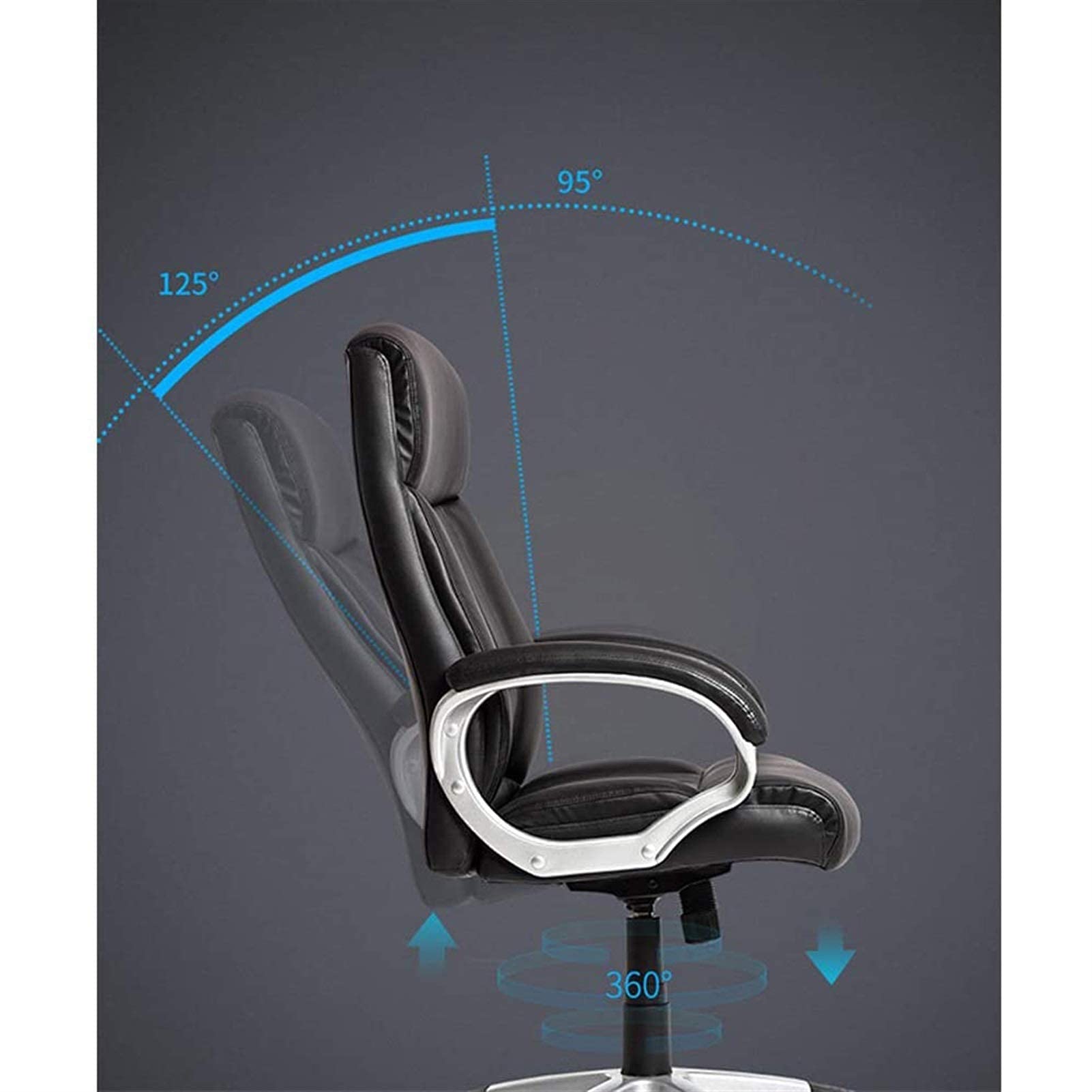 Krzesło do pracy w domu Krzesło szefa Krzesło biurowe Krzesła do gier komputerowych Regulowane ergonomiczne krzesło biurowe z wysokim oparciem PU Skórzane obrotowe krzesło zadaniowe z podłokietnikami
