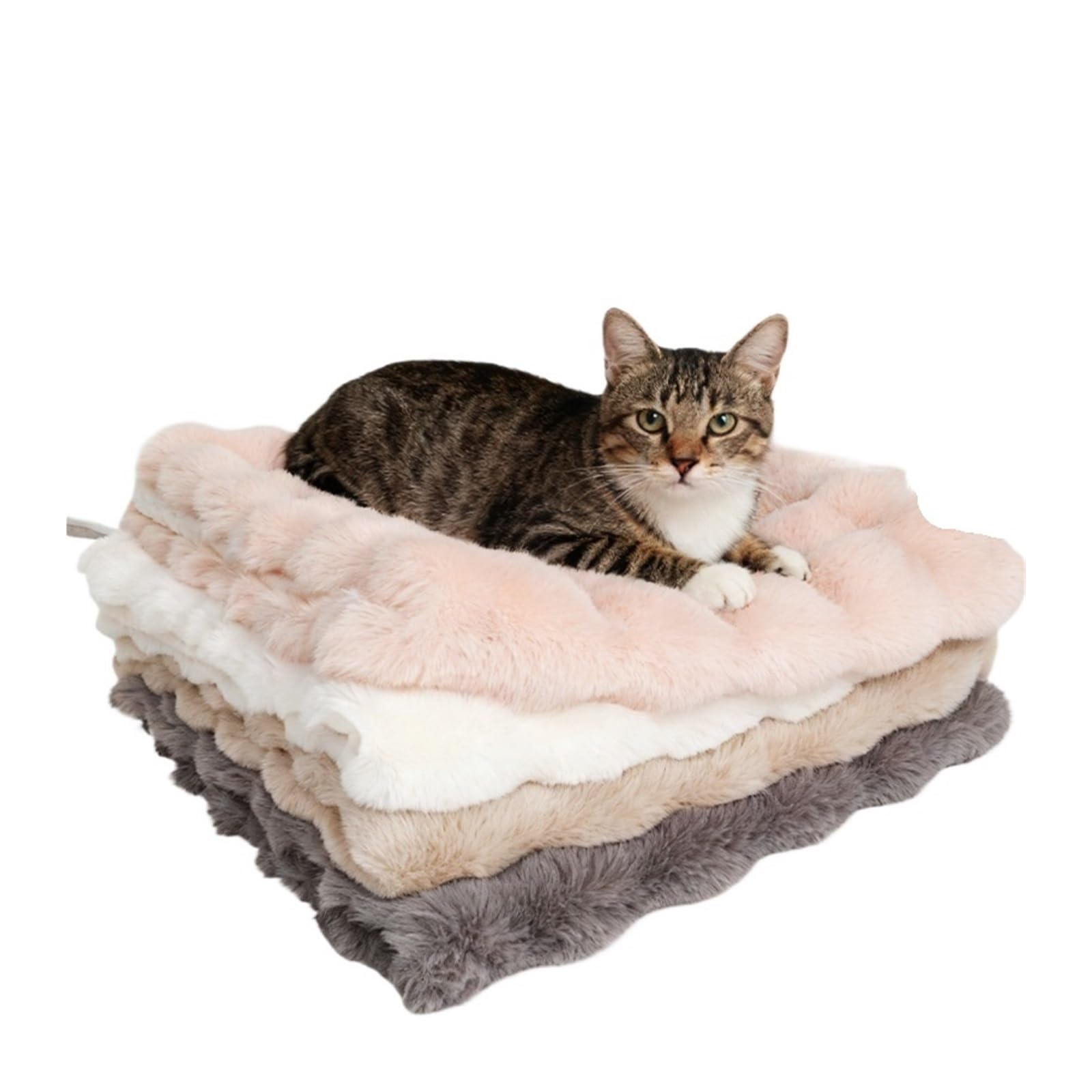 Alfombrilla cálida para arena para gatos y manta para dormir, cama suave para gatos y perros (2XL, caqui)