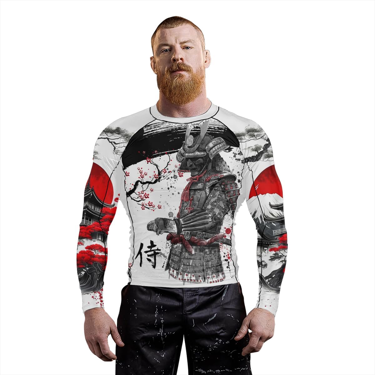 Samurai Long Sleeve Compression Shirt for Men Performance Fit Rash Guard Suitable for MMA BJJ and Workout