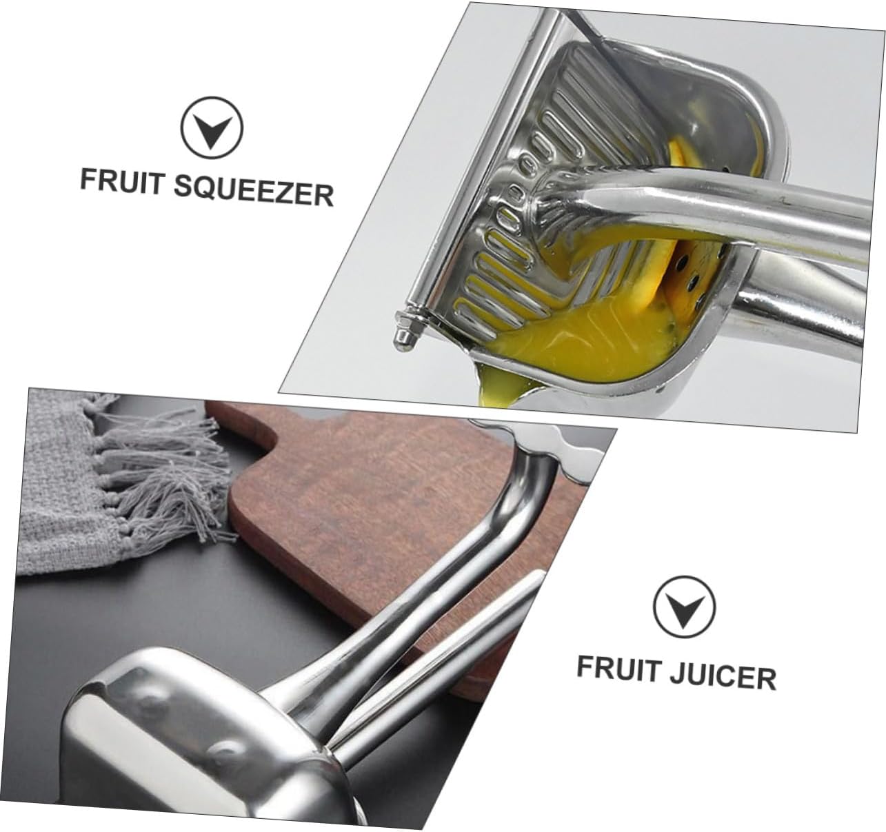 Stainless Steel Handheld Fruit Juicer Manual Lemon Squeezer with Thick Handle Portable Citrus Press for Fresh Juice Extraction Easy Grip and Labor-saving Design