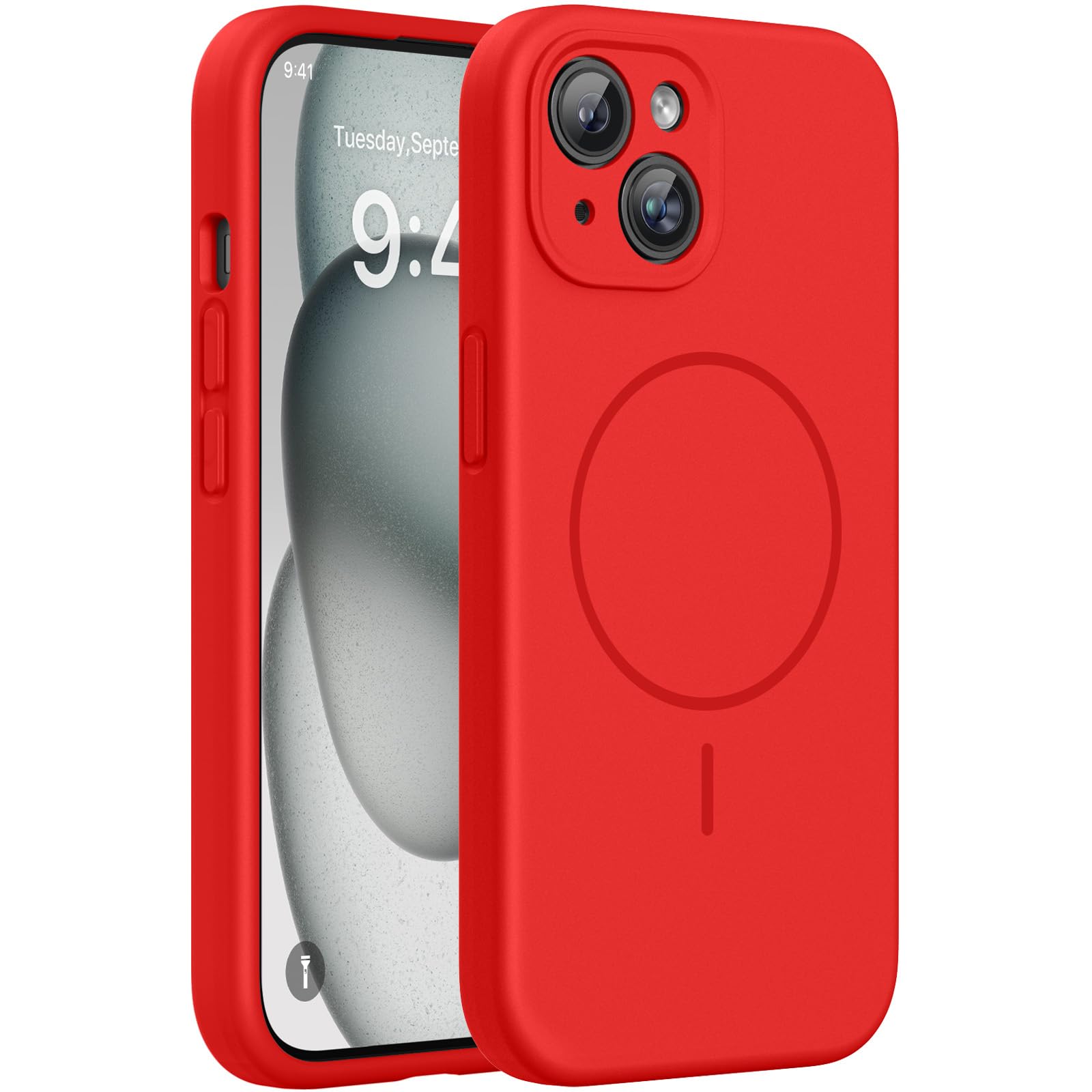 Miracase Silicone &amp; Magnetic for iPhone 14 Case, Red