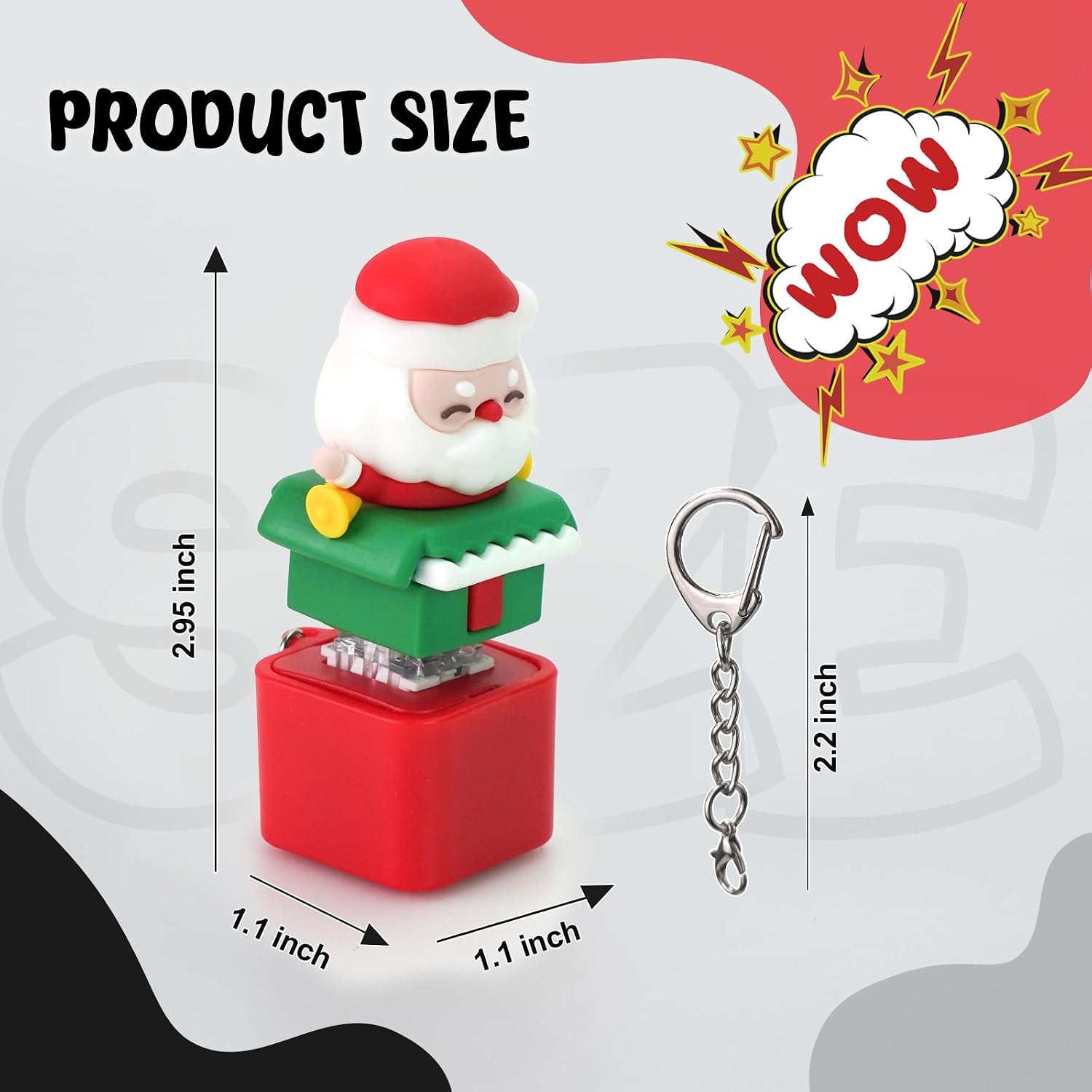 Keyboard Fidget Toy for Adult, Christmas Keyboard Fidget Keychain, Button Stress Relief Fidget Gifts to Relief Stress(Santa Claus)