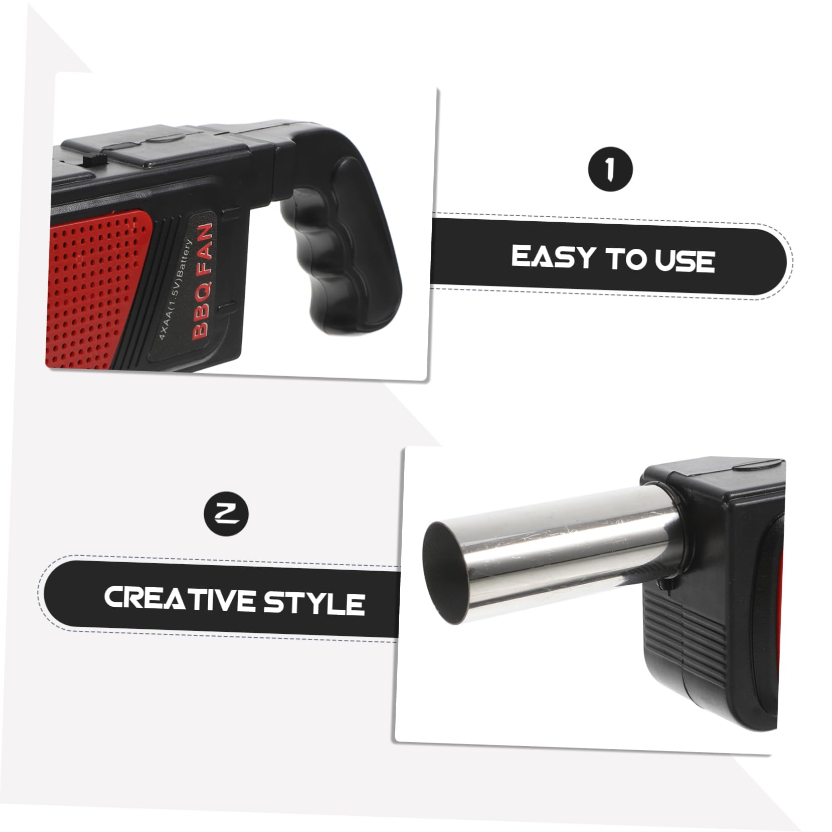 Soffiatore Elettrico Portatile Per Barbecue, Set 2 Pezzi Per Campeggio e Picnic, Alimentazione a Batterie Aa, Flusso D’aria Uniforme Per Accensione Carbonella Efficiente