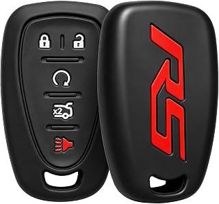 Aoryalps RS Silicone Key Fob Cover Case Protector for Chevy Camaro Cruze Equinox Blazer Traverse Monza Cars, 5 Buttons Premium Soft Rubber Protector Accessories