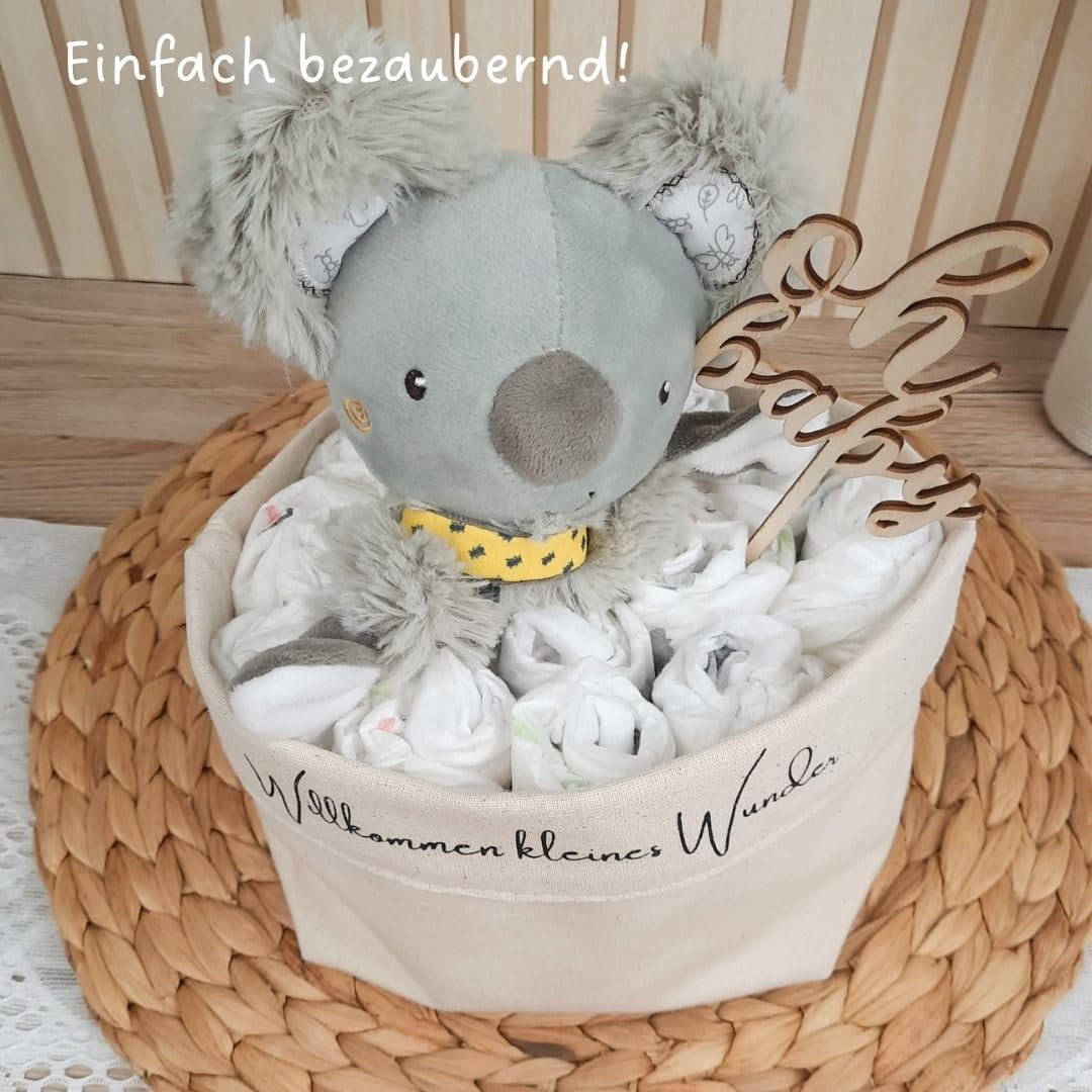 Borsa per pannolini con panno Koala | torta di pannolini fatta a mano | Made in Germany con bellissimi accessori | regalo per neonati e regalo per la nascita